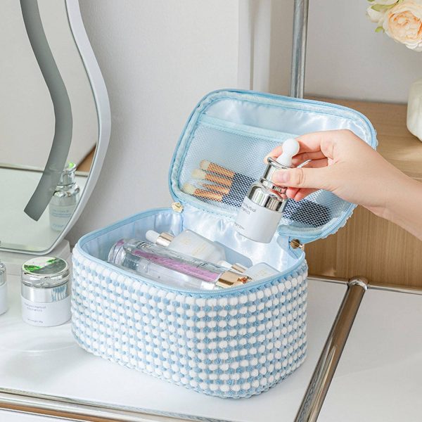 Large Capacity Corduroy Makeup Bag w/ Mesh Pocket - Image 6