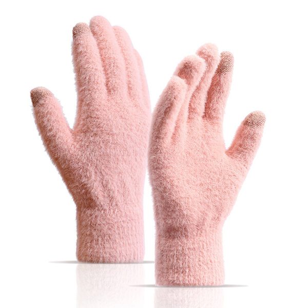 Womens Winter Mink Touchscreen Gloves - Image 6