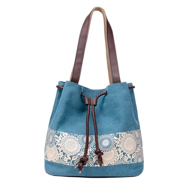 Women Printing Drawstring Canvas Tote Bags - Image 4