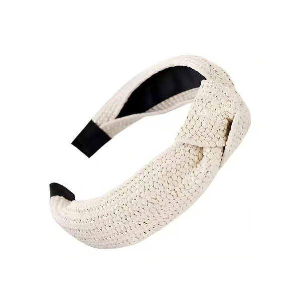 Wide Brim Straw Headband for Women – Elegant Knot Design