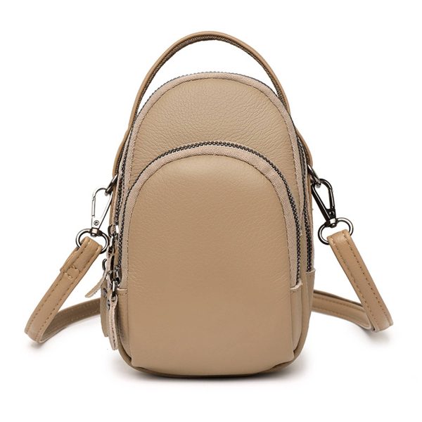 Genuine Leather Two Compartment Phone Crossbody Mini Bag