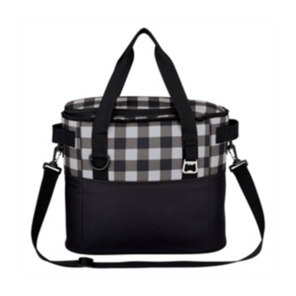 Plaid Pattern Cooler Insulated Bag W/ Bottle Opener