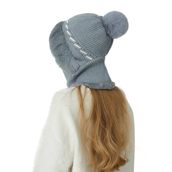 Winter Warm One Piece Fleece Scarf Mask Knitted Hat - Image 9