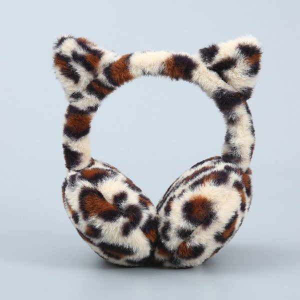 Winter Ear Warmer Cat Leopard Print Earmuff - Image 2