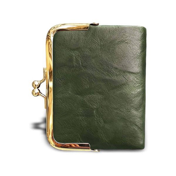 Genuine leather Ladies Coin Purse With Zipper and Kiss Lock - Image 5