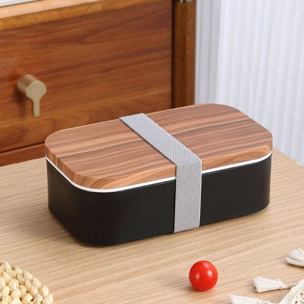 Wooden grain double layer plastic bento lunch box - Image 4