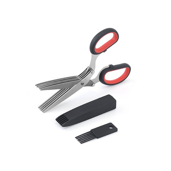Five blade herb Scissors with Cover and Comb - Image 3