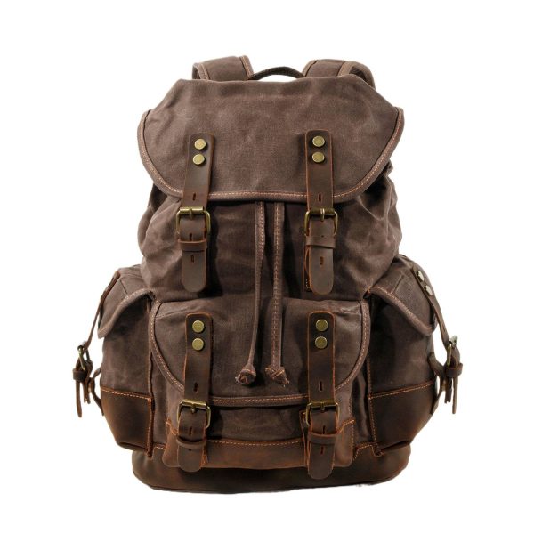Leather Waxed Canvas Waterproof Backpack - Image 5
