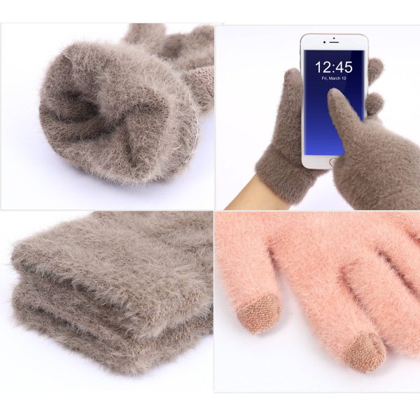 Womens Winter Mink Touchscreen Gloves - Image 7