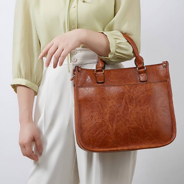 Vintage Large Capacity Pu Leather Handbag - Image 6