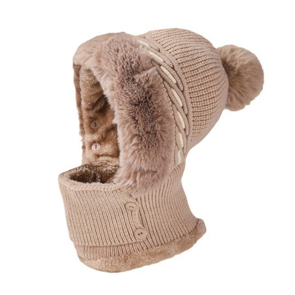 Winter Warm One Piece Fleece Scarf Mask Knitted Hat - Image 6