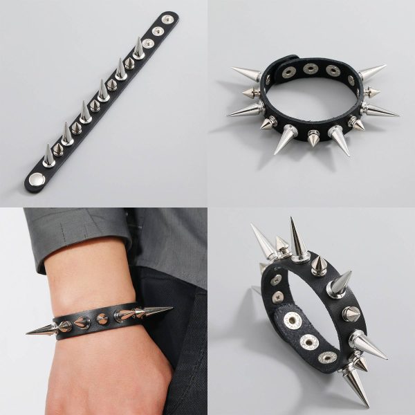 PU Punk style rivet spike bracelet - Image 3