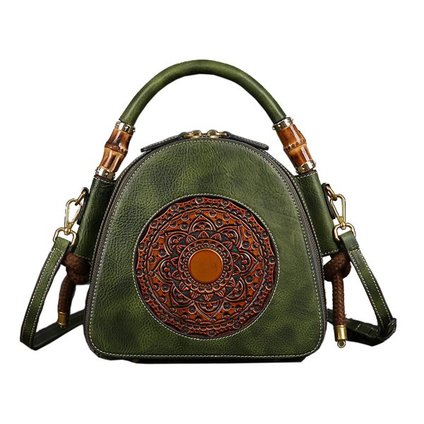 Genuine Leather Vintage women's shoulder tote bag - Image 3