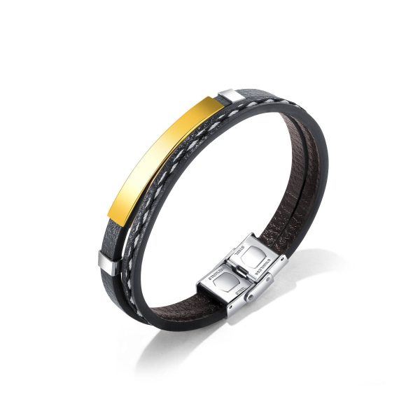 Stainless steel smooth cowhide bracelet - Image 3