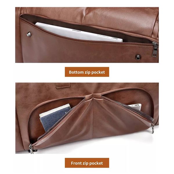 Men'S Waterproof Pu Shoulder Bag W/ Multi Compartments - Image 5