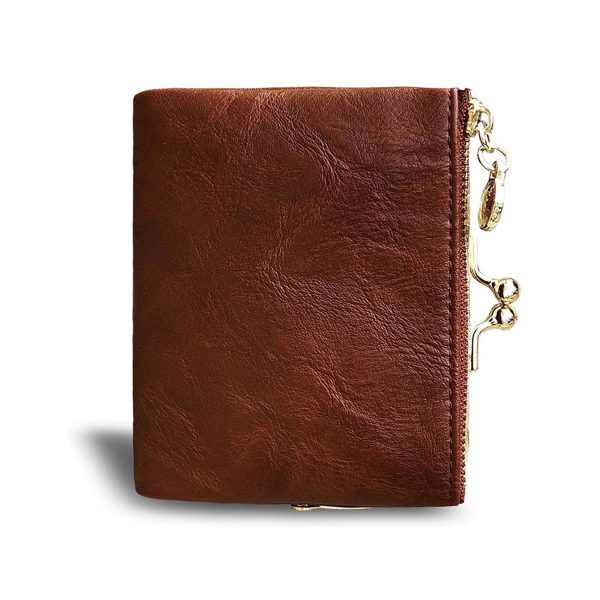 Genuine leather Ladies Coin Purse With Zipper and Kiss Lock - Image 3