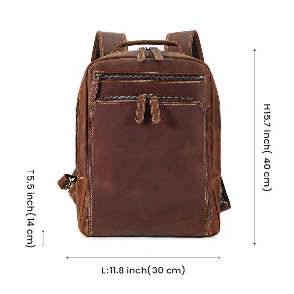 Genuine Vintage Leather Backpack For Men 15.6" Laptop Bag - Image 4