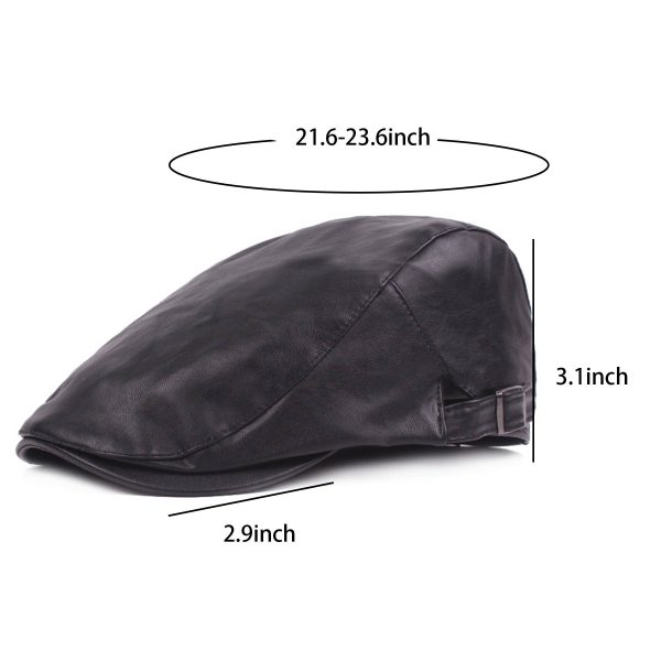 PU Leather Fashion Beret Hat Flat Cap - Image 5