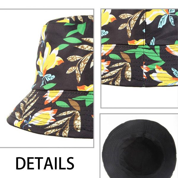 Polyester Bucket hat with tropical foliage pattern - Image 5