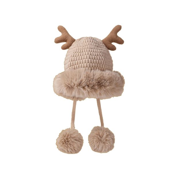 Women winter cover ear antler knit hat - Image 4
