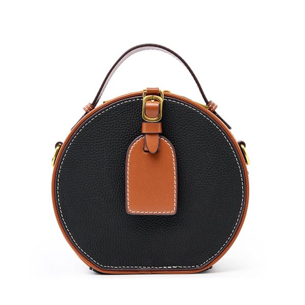 Genuine Leather Round hand-held women's Crossbody bag - Image 2