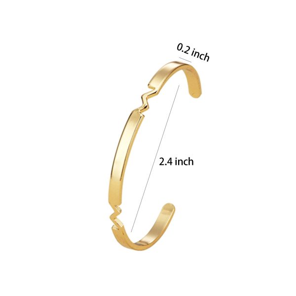 Engraved C-shaped Open Bracelet - Image 3