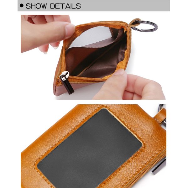 Genuine Leather Vintage multi-functional zippered coin purse - Image 6