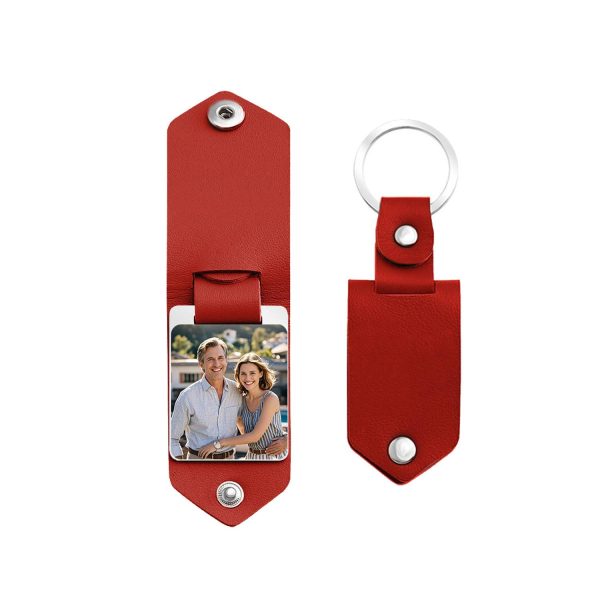 Customizable Compact Aluminium PU Leather Keychain - Image 4