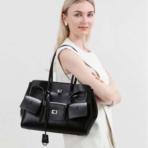 Spacious PU Leather Tote Bag Comfortable Grip - Image 8