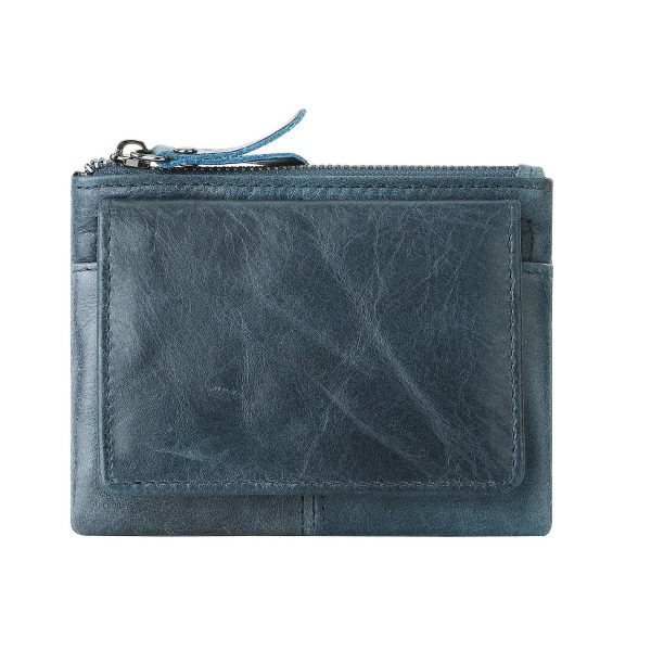 Genuine Leather 2 Zipper Coin Purse Wallet - Image 2