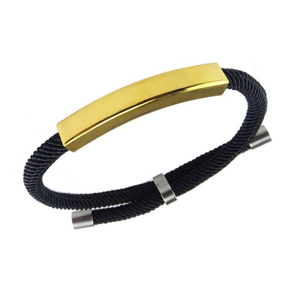 Stainless steel braided cotton rope bracelet - Image 2