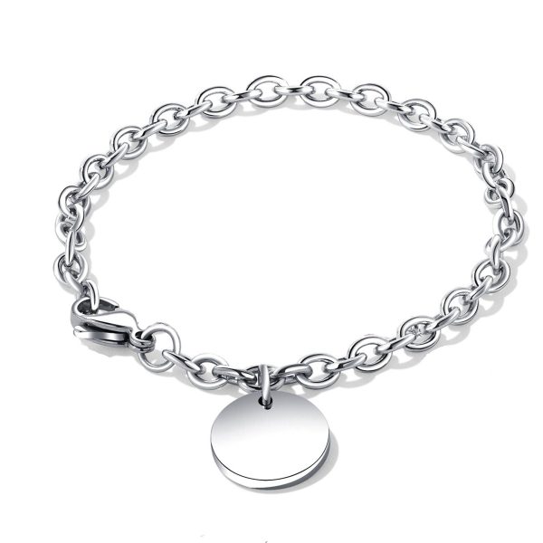 Round engraved titanium steel bracelet