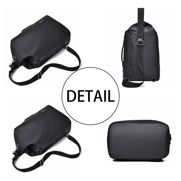 Nylon Sling Backpack with USB crossbody bag for Men - Image 3