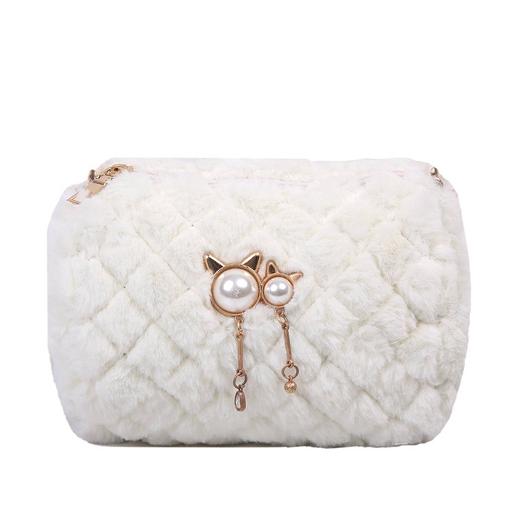 Cotton Stylish versatile cross-body plush chain shoulder bag