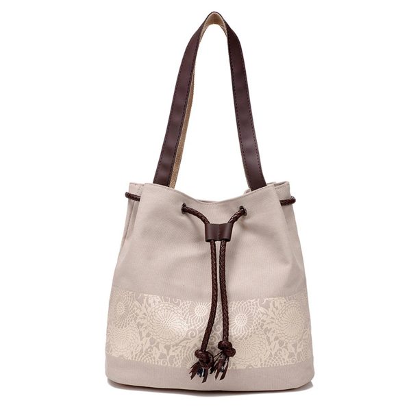 Women Printing Drawstring Canvas Tote Bags - Image 5