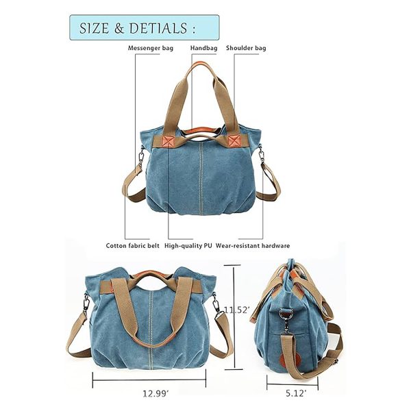 Vintage Shell-Shaped Canvas Shoulder & Tote Bag - Image 7