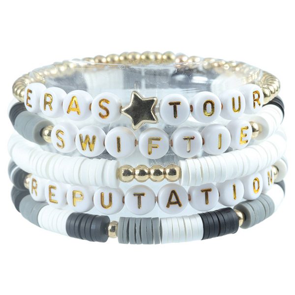 Plastic Stretch statement coloured letter beaded bracelet