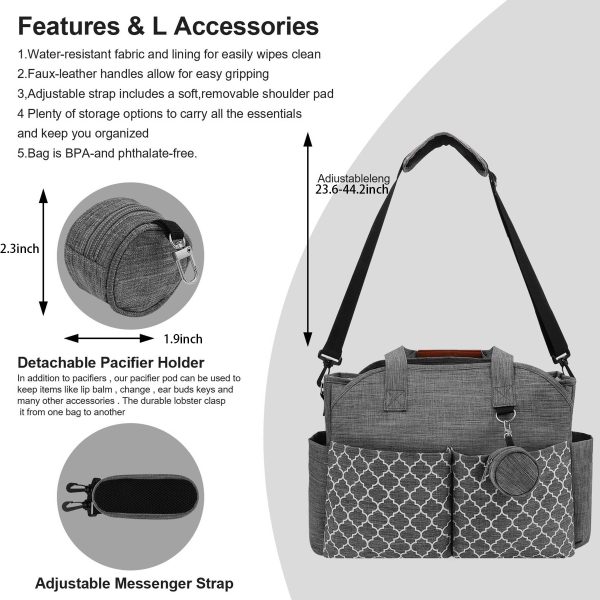 Polyester Large Capacity Diaper Tote Mommy Cross-body Bag - Image 5