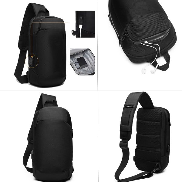Oxford Sling Waterproof Chest Bag with USB Charging Port - Image 5