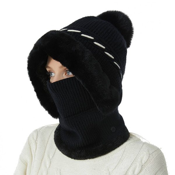 Winter Warm One Piece Fleece Scarf Mask Knitted Hat - Image 8