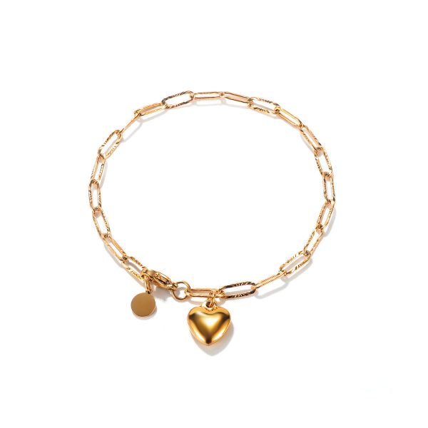 Heart Circle Pendant Stainless Steel Bracelet - Image 3