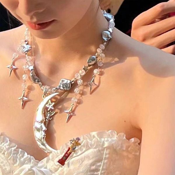 Alloy Premium moon pearl tassel necklace - Image 2
