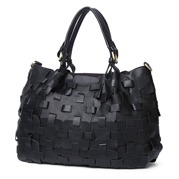 Genuine Leather Colourful square-paneled tote bag - Image 2