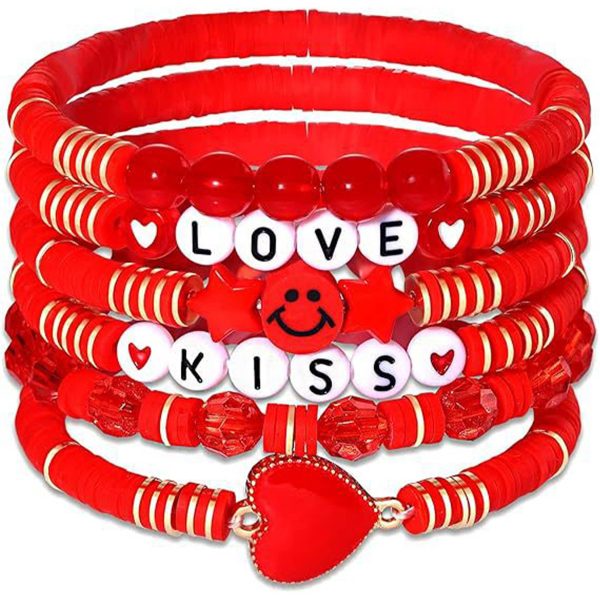 Acrylic Plastic Pink heart pendant beaded bracelet - Image 6