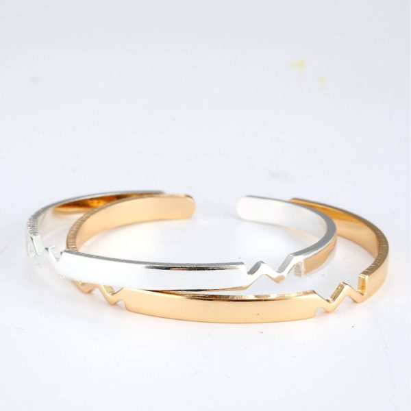 Engraved C-shaped Open Bracelet - Image 4