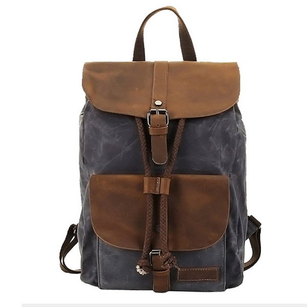 Vintage Waterproof Backpack Daypack Made of Canvas Leather - Image 3
