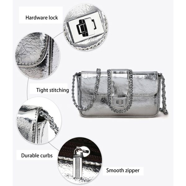 Genuine Leather cross-body metal chain messenger bag - Image 4