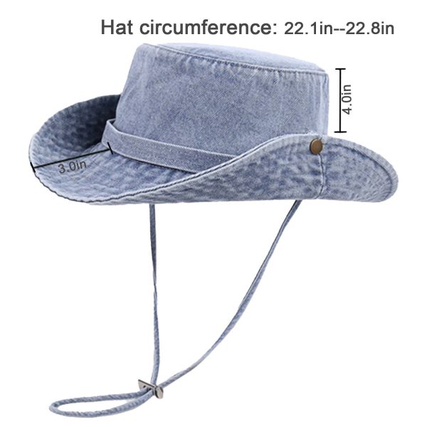 Women Cotton Travel Denim Bucket Hat - Image 6