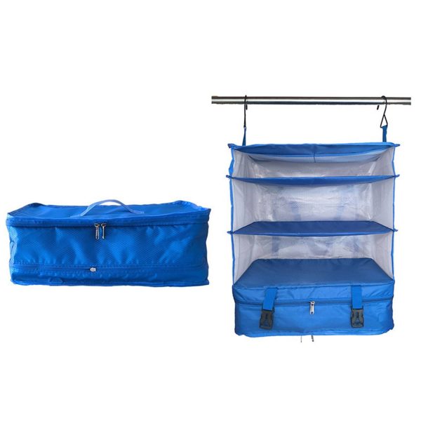 3 Layes Polyester Foldable Travel Storage Bag With Two Hooks