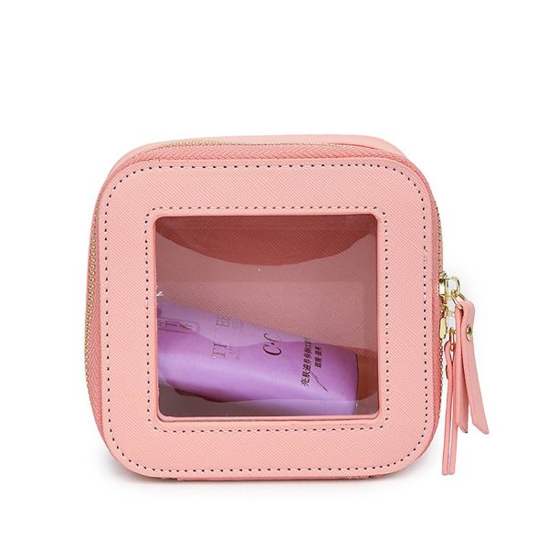 Compact Waterproof Transparent Pu Makeup Bag